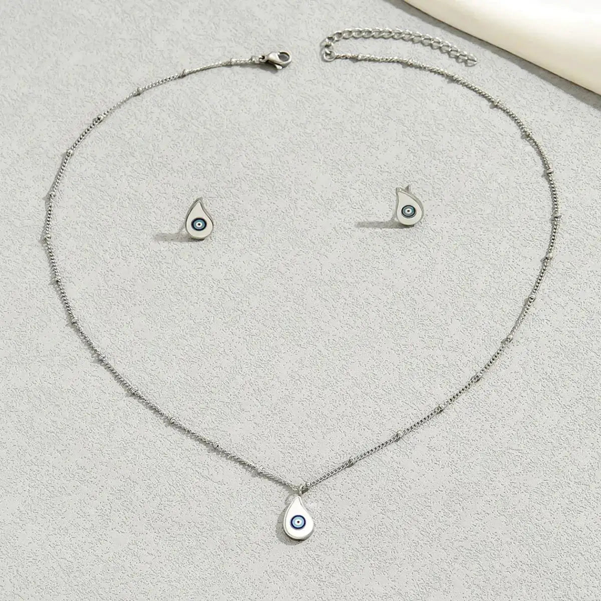 18K Gold Plated Resin Necklace and Earrings Set With Evil Eye Beads - Fritsch & Co.