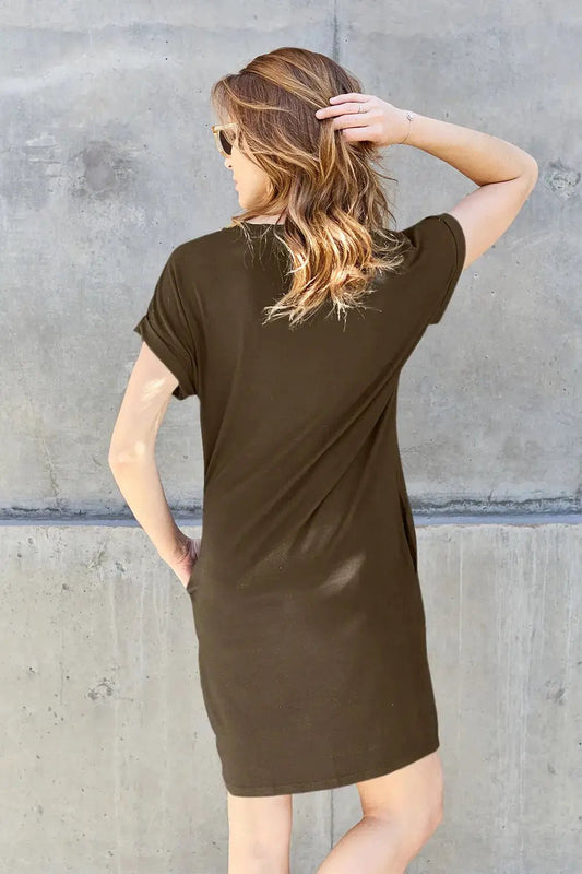 Basic Bae Full Size Round Neck Short Sleeve Dress with Pockets - Fritsch & Co.