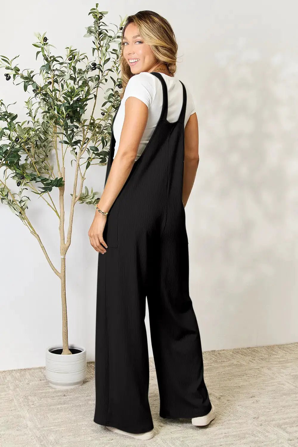 Double Take Full Size Wide Strap Jumpsuit With Pockets For Women - Fritsch & Co.
