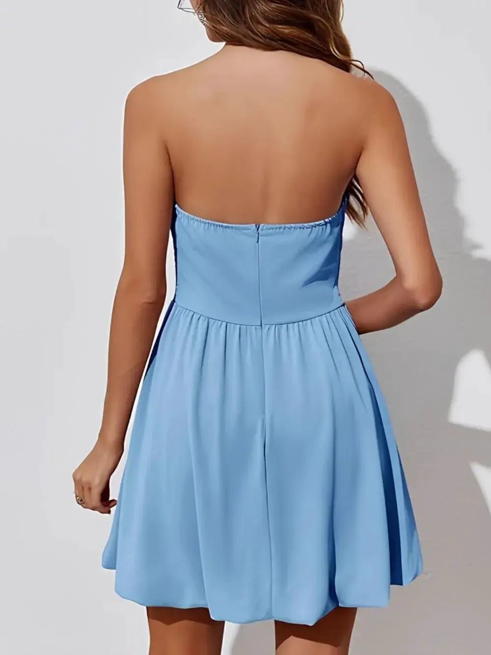 Ruched Tube Mini Dress Opaque Stretchy Polyester Cotton Blend Imported - Fritsch & Co.