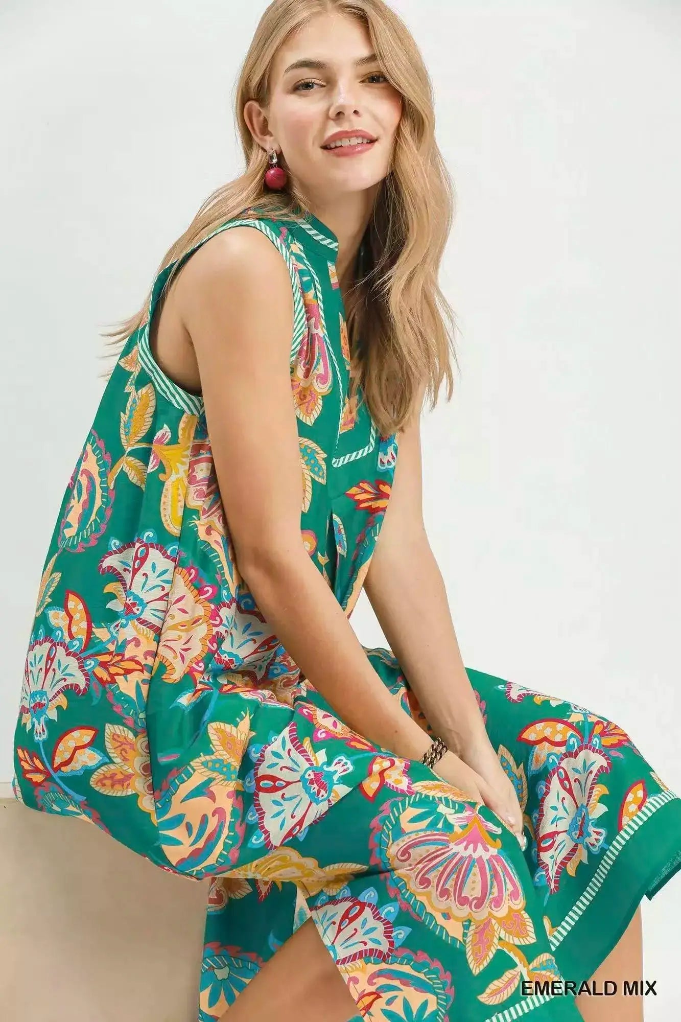 Umgee Paisley Floral Sleeveless Midi Dress - Fritsch & Co.