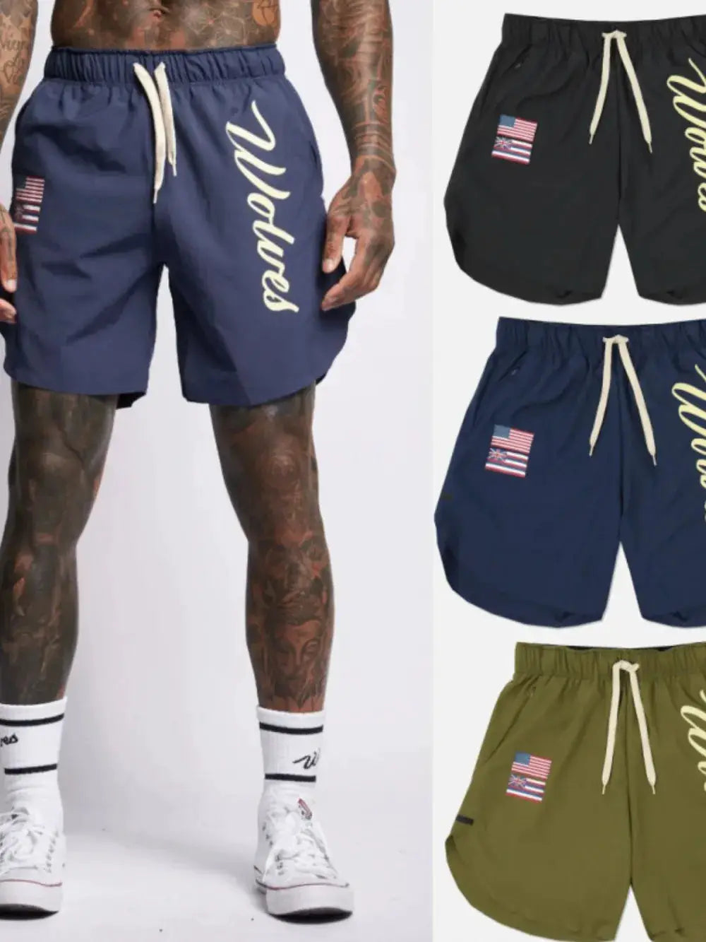 Men's Plus Size Drawstring US Flag Active Shorts by Trendsi