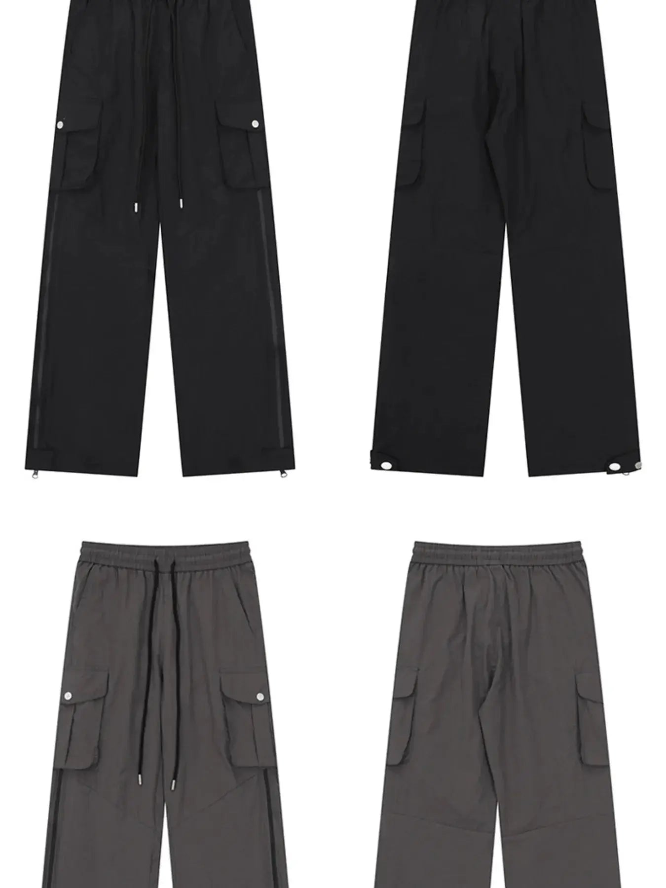 Men's Drawstring Wide Leg Cargo Active Pants by Trendsi