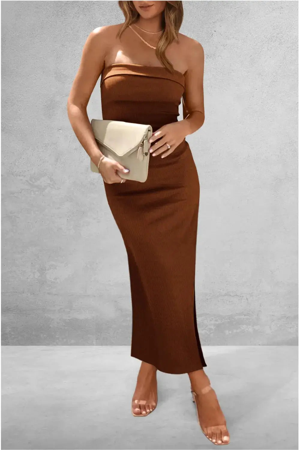 Slit Tube Midi Dress by Trendsi