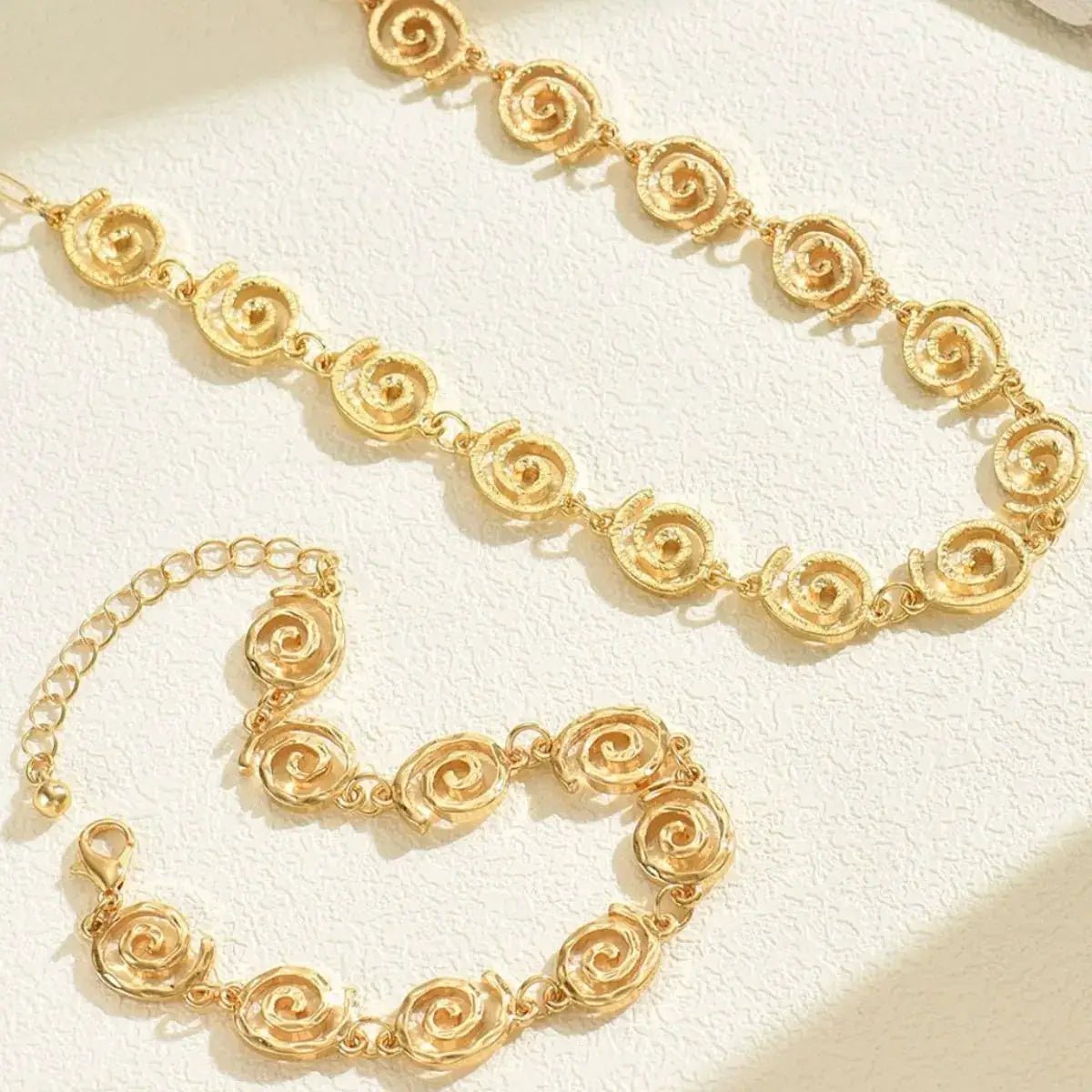 18K Gold Plated Spiral Necklace and Bracelet Set Jewelry - Fritsch & Co.