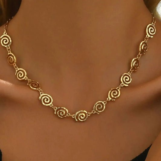 18K Gold Plated Spiral Necklace and Bracelet Set Jewelry - Fritsch & Co.
