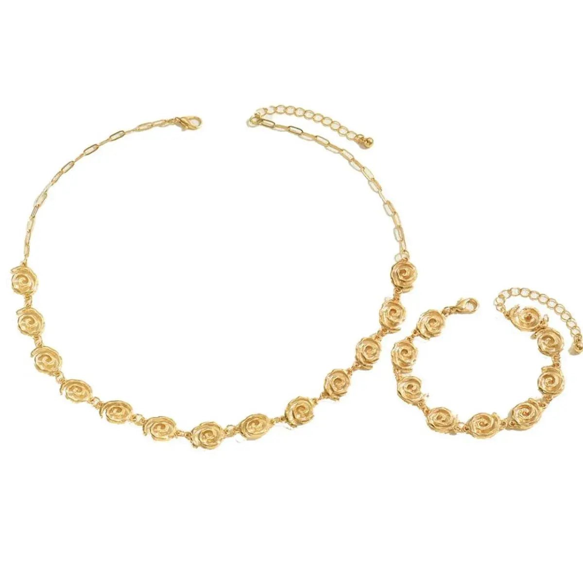 18K Gold Plated Spiral Necklace and Bracelet Set Jewelry - Fritsch & Co.