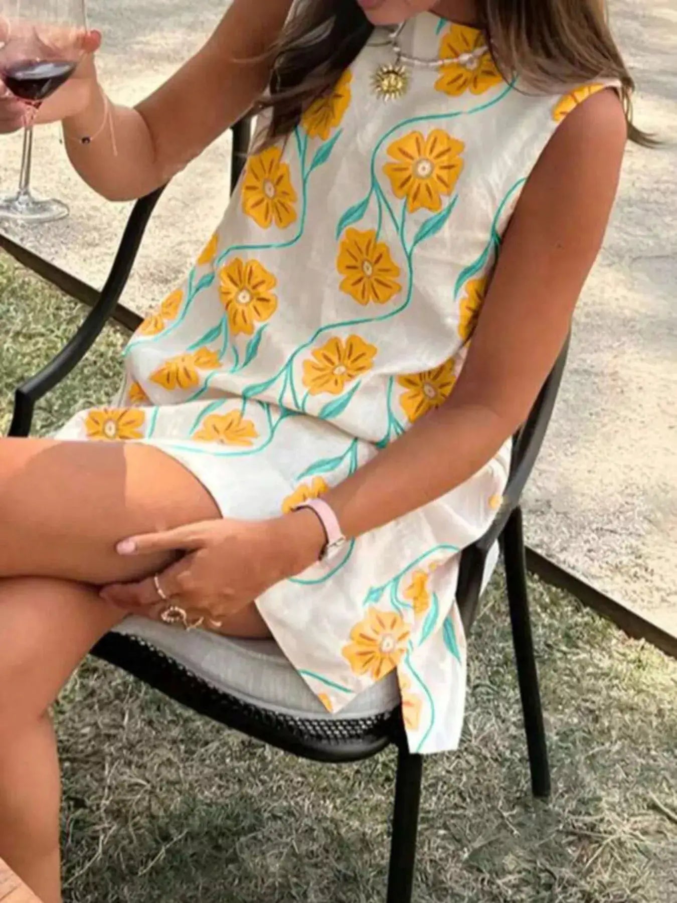 Floral Pattern Sleeveless Mini Dress by Trendsi