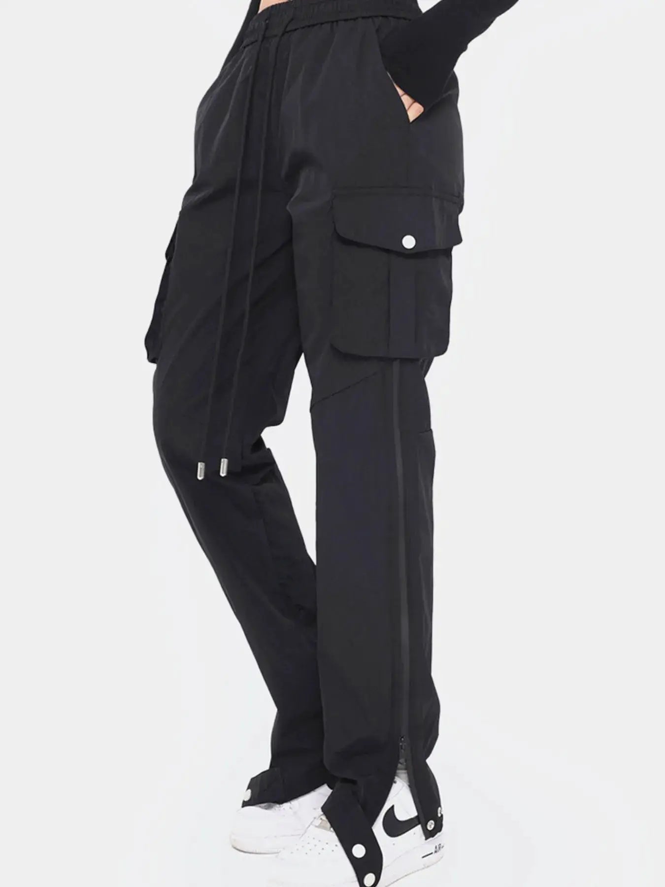 Men's Drawstring Wide Leg Cargo Active Pants by Trendsi