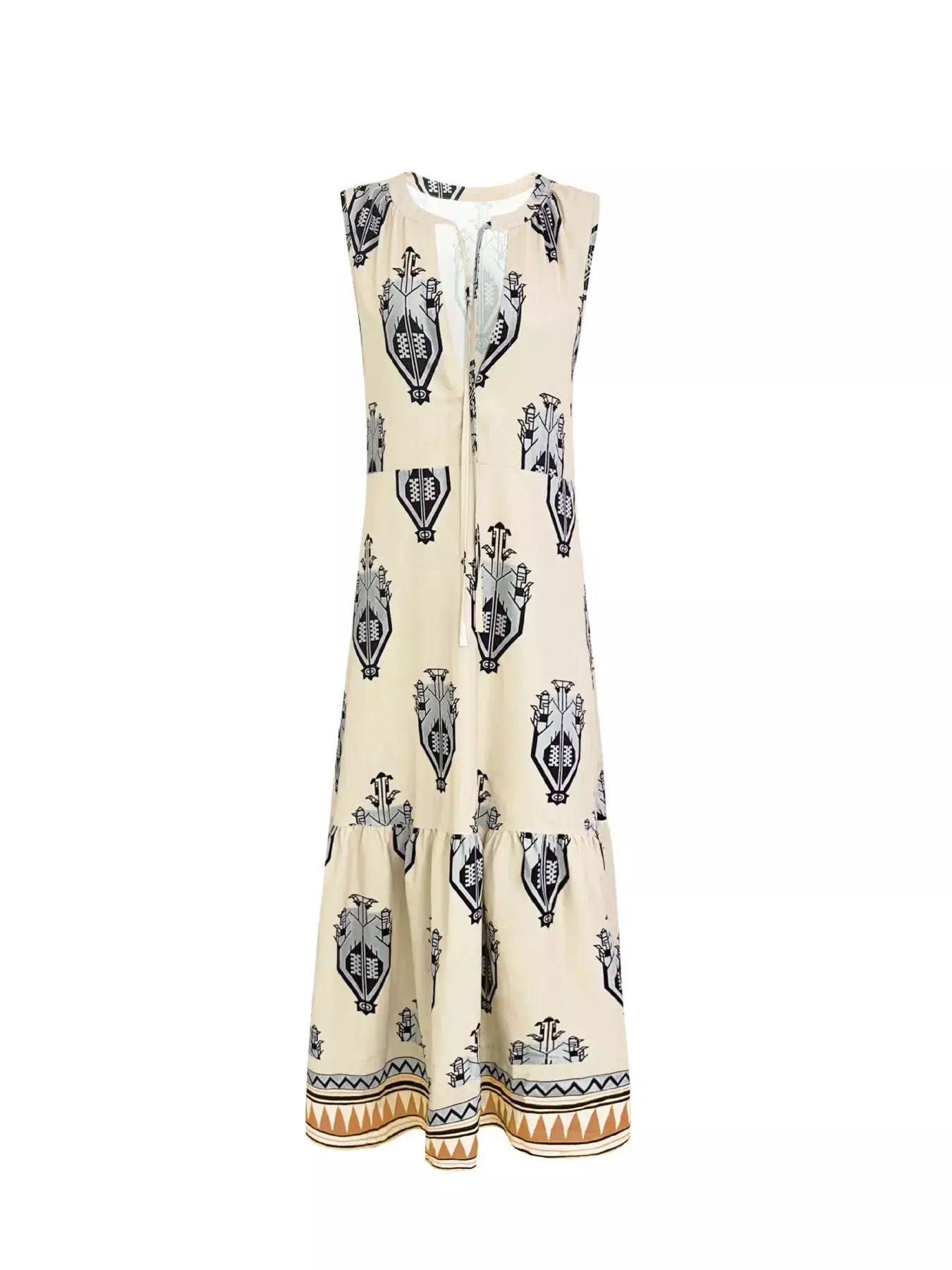 Printed Sleeveless Maxi Dress by Trendsi