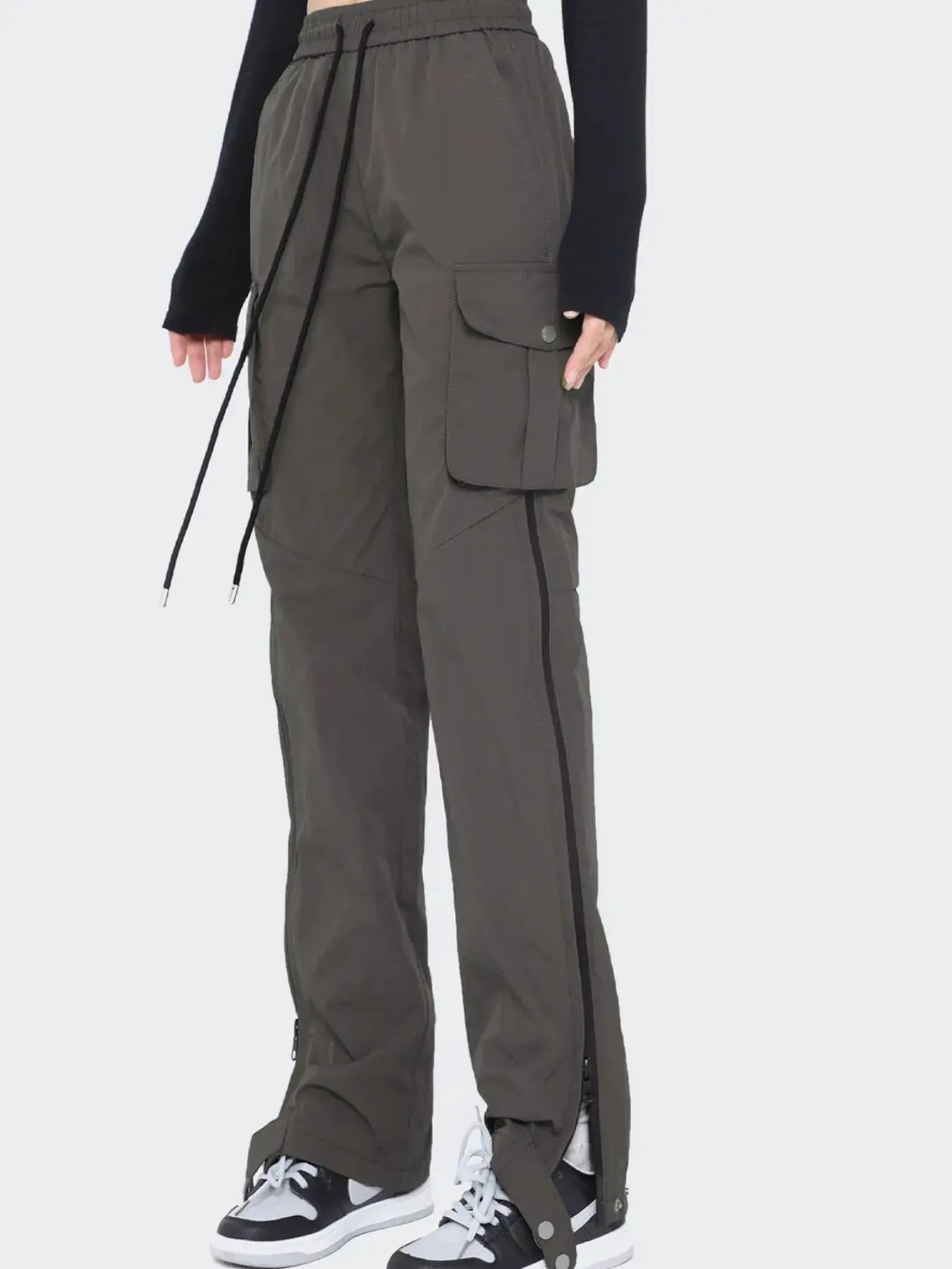 Men's Drawstring Wide Leg Cargo Active Pants by Trendsi