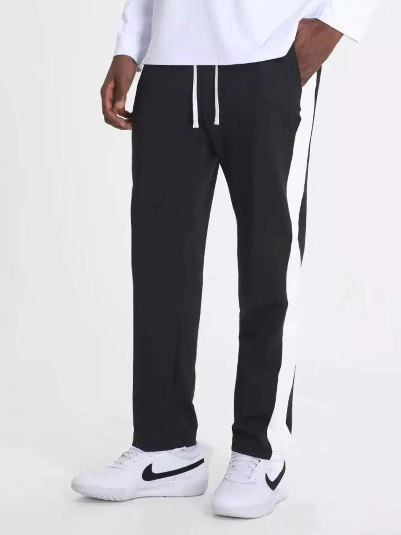 Men's Drawstring Contrast Active Pants by Trendsi