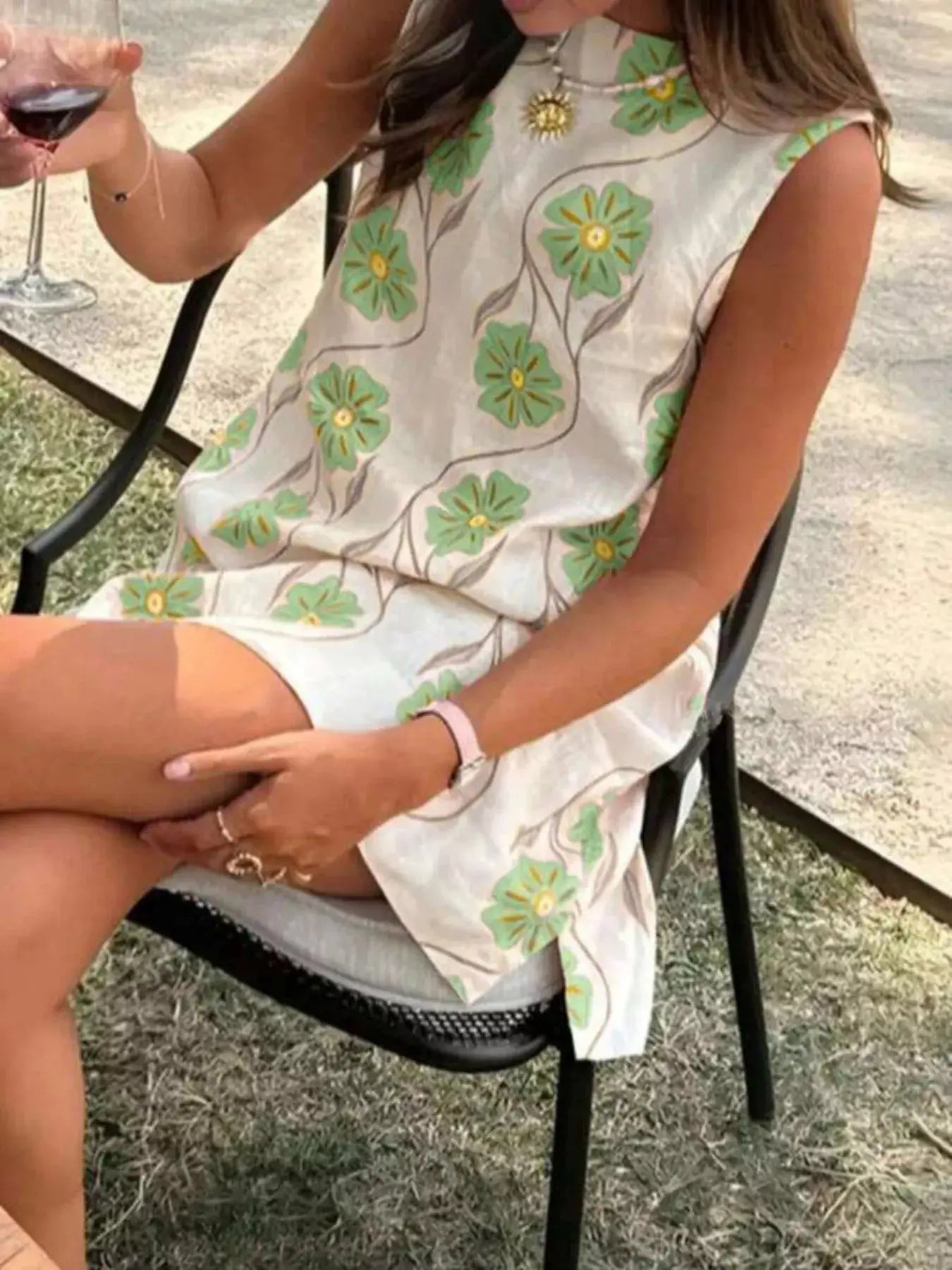 Floral Pattern Sleeveless Mini Dress by Trendsi