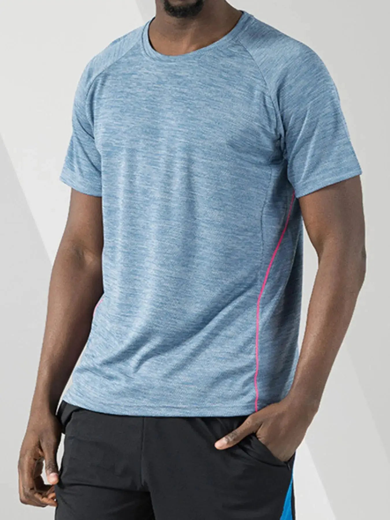 Men's Plus Size Round Neck Short Sleeve Active T-Shirt by Trendsi