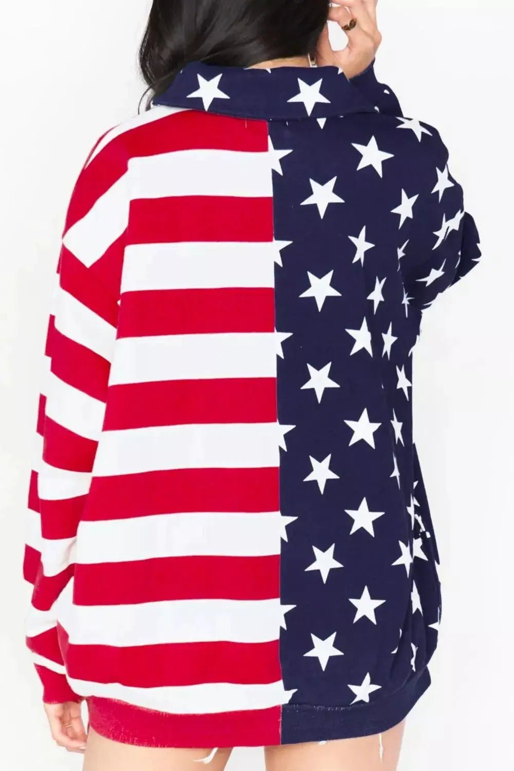 American Flag Print Half Zip Sweatshirt For Women Casual Everyday Wear - Fritsch & Co.