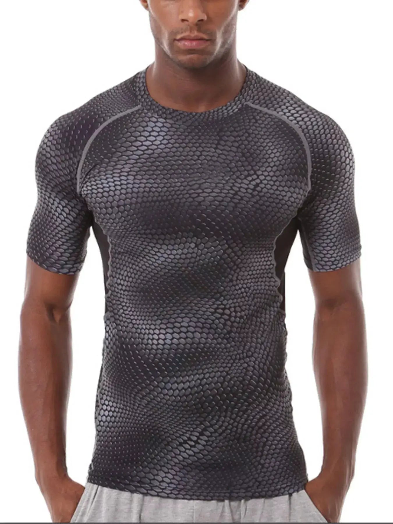 Men's Compression Fit Snake Print Active T-Shirt by Trendsi