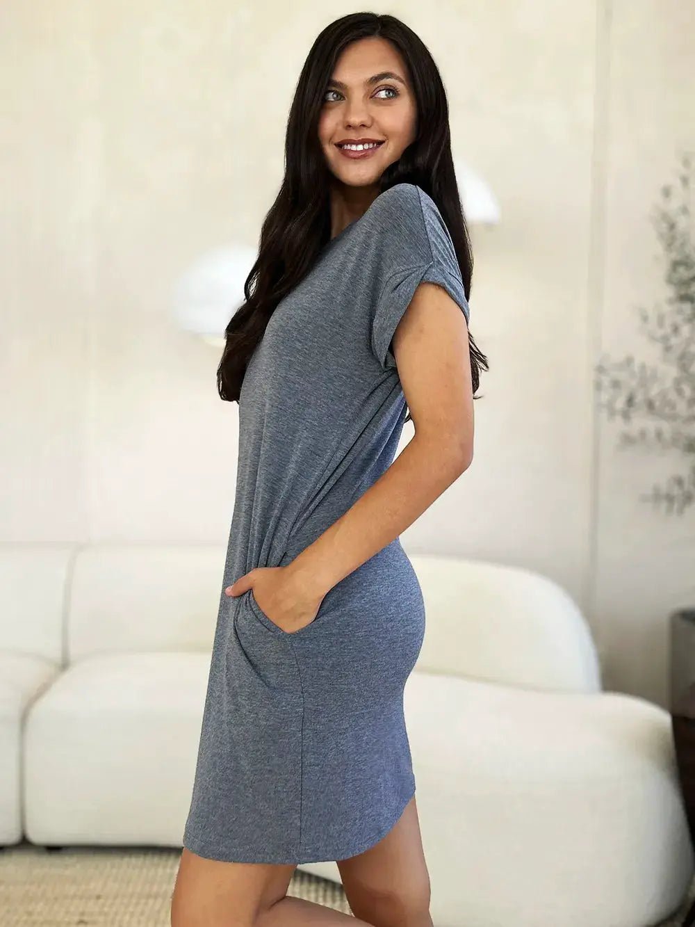 Basic Bae Full Size Round Neck Short Sleeve Dress with Pockets - Fritsch & Co.