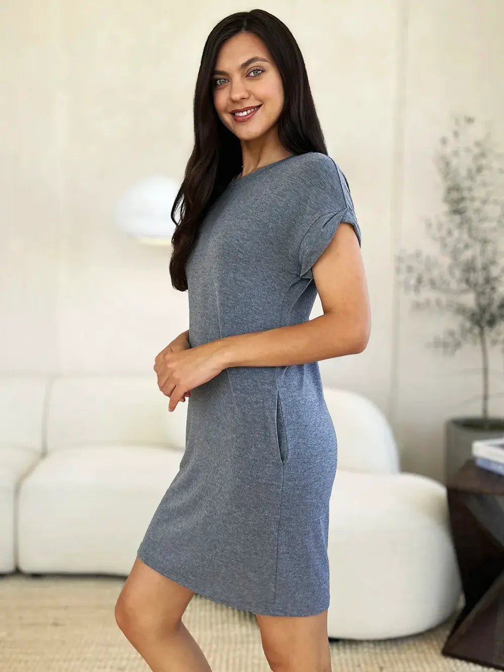 Basic Bae Full Size Round Neck Short Sleeve Dress with Pockets - Fritsch & Co.