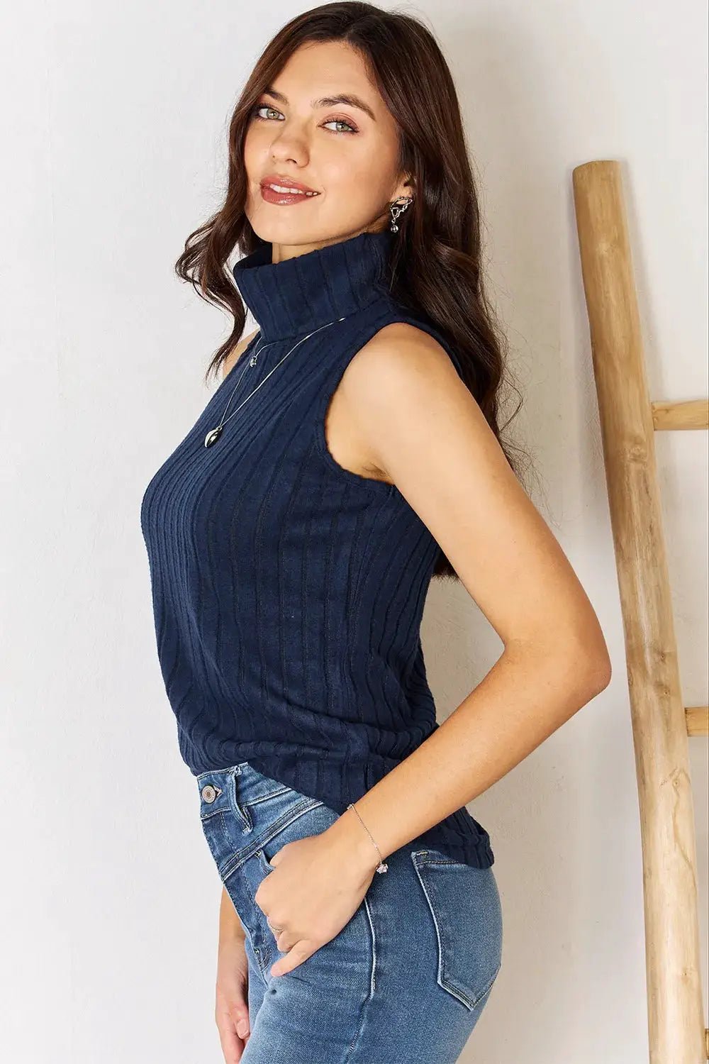 Basic Bae Ribbed Turtleneck Tank Top Full Size For Women Everyday Wear - Fritsch & Co.