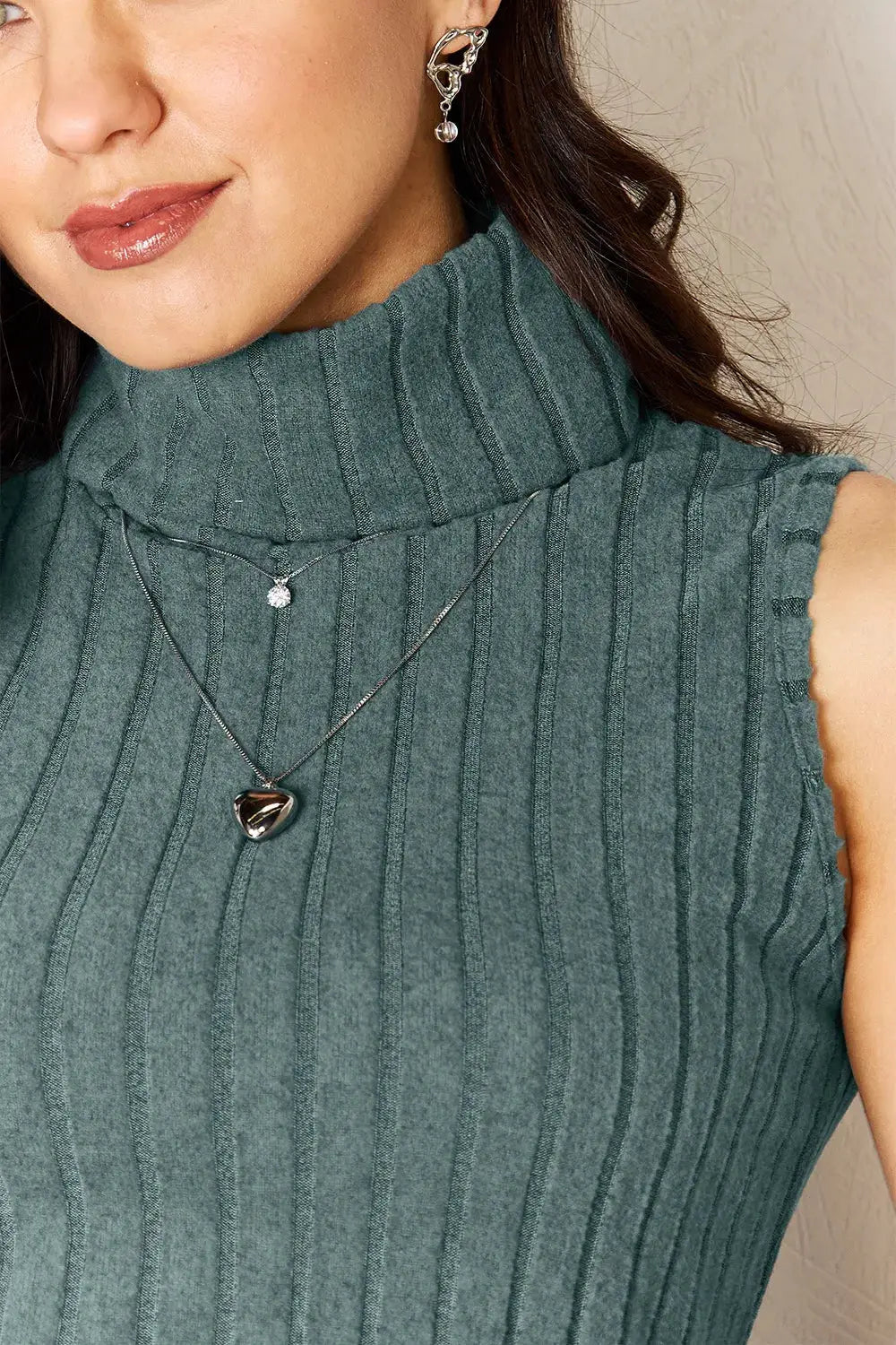 Basic Bae Ribbed Turtleneck Tank Top Full Size For Women Everyday Wear - Fritsch & Co.