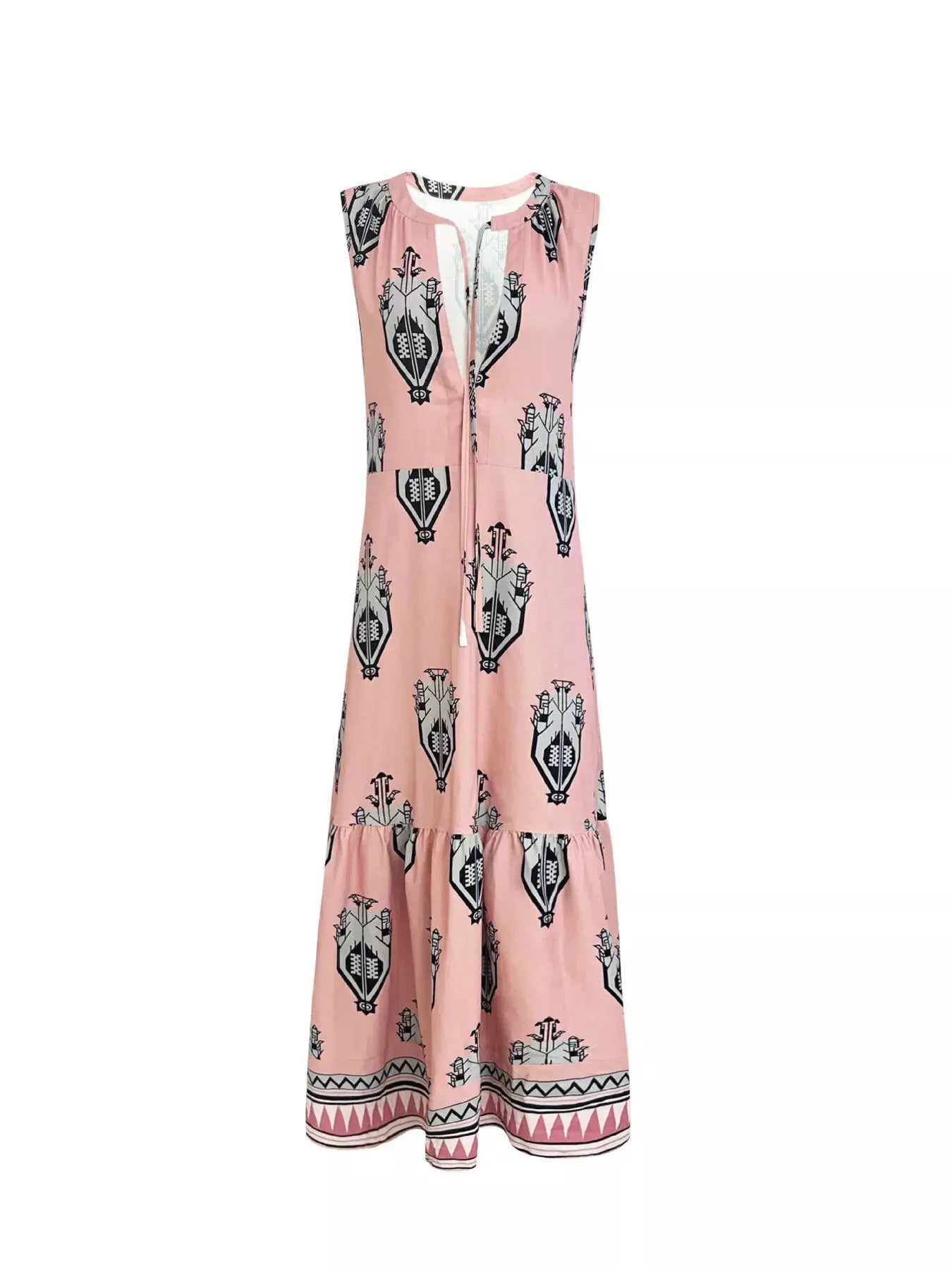 Printed Sleeveless Maxi Dress by Trendsi