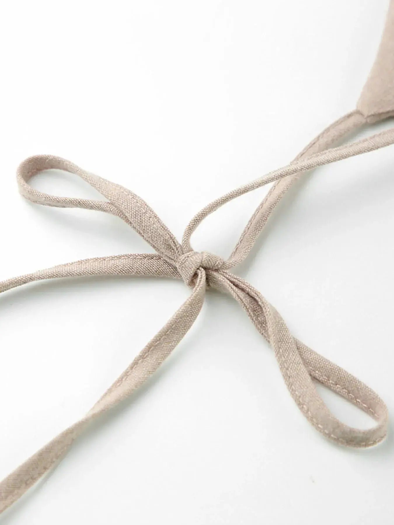 Beige Cotton Tie Shoulder Frill Mini Dress for Summer - Fritsch & Co.