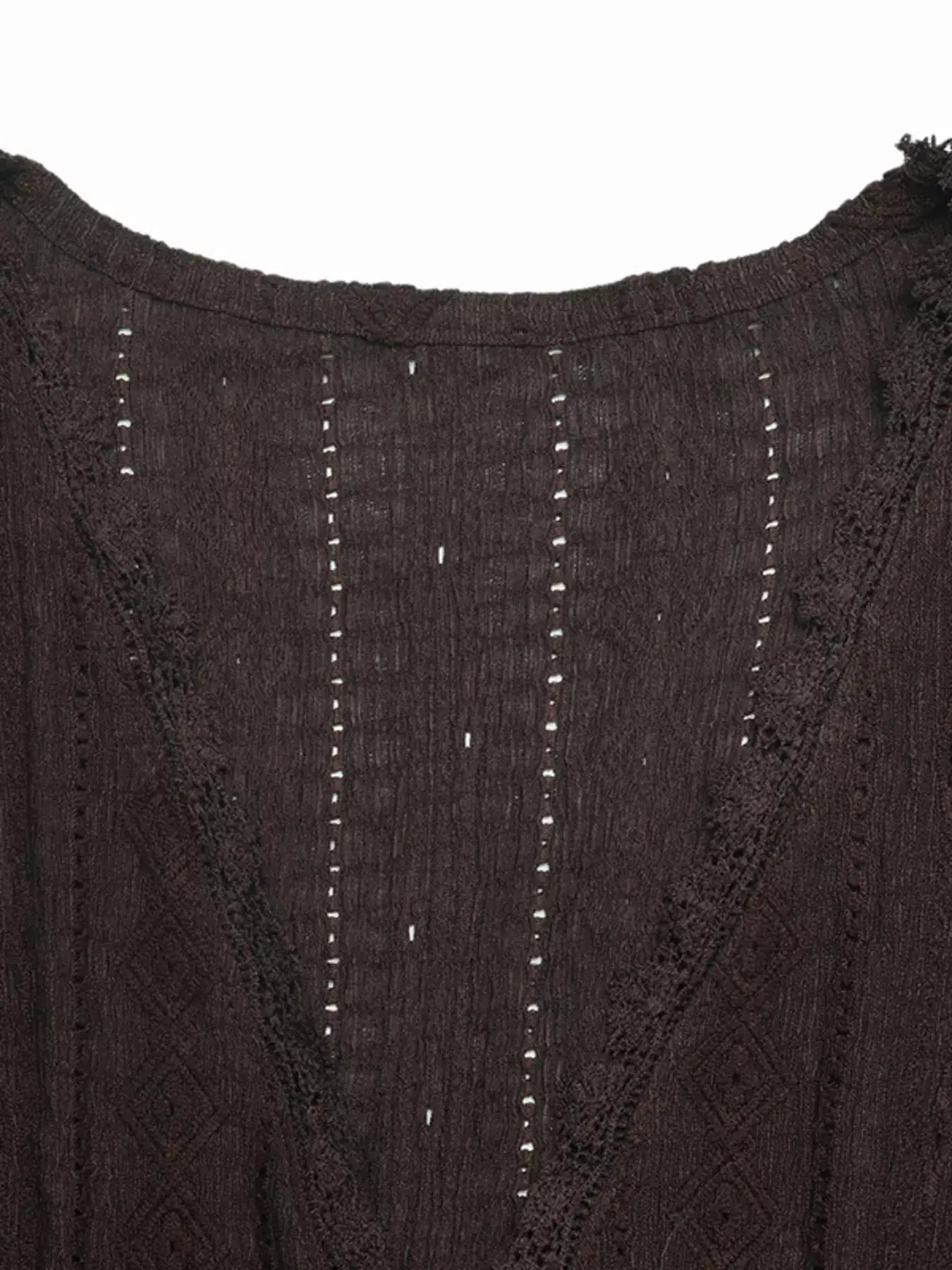 Black Lace Detail Ruffle Sleeve V Neck Blouse For Summer Wear - Fritsch & Co.