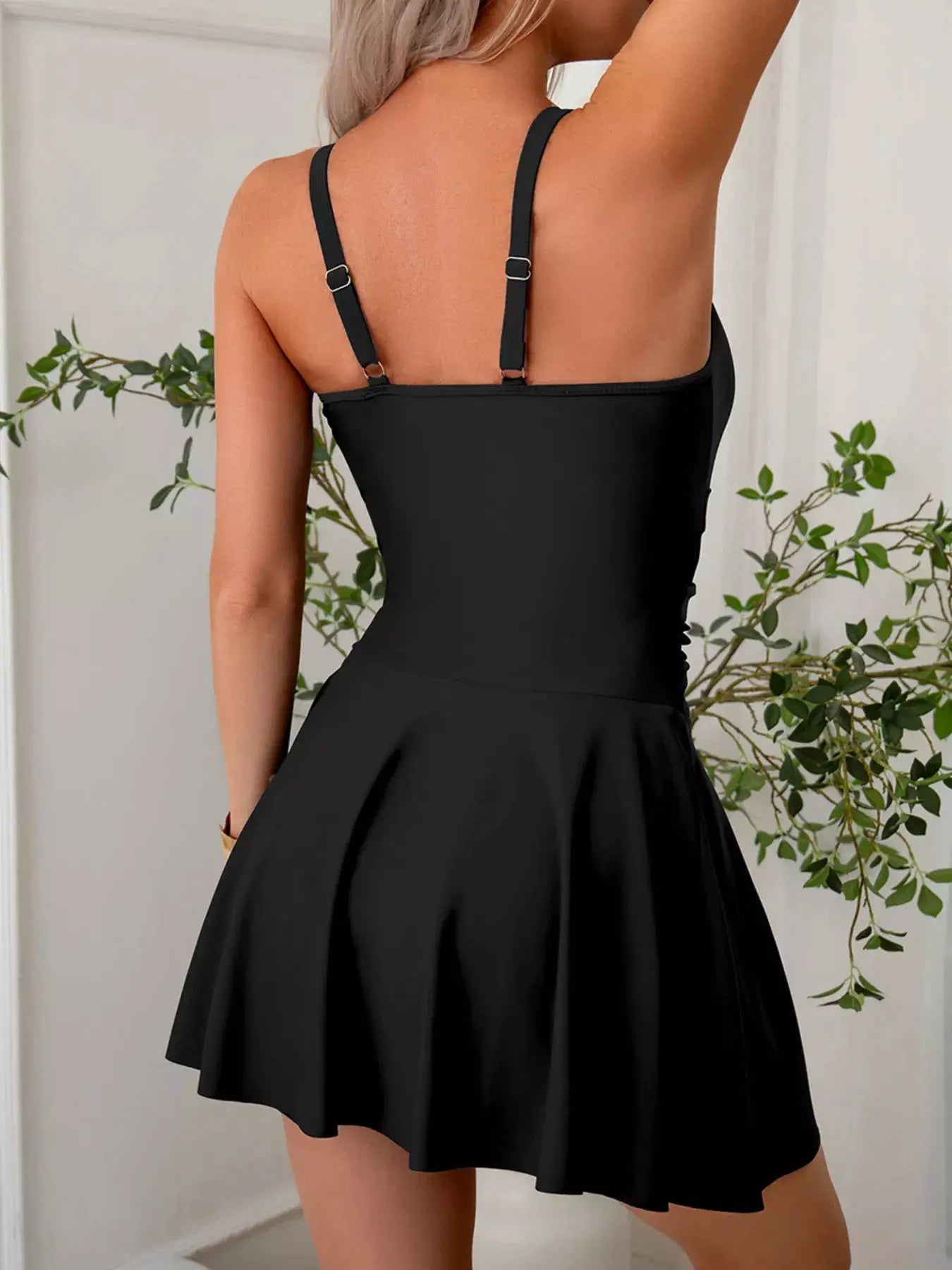 Black Mesh Panel Scoop Neck One Piece Swimsuit With Removable Padding - Fritsch & Co.