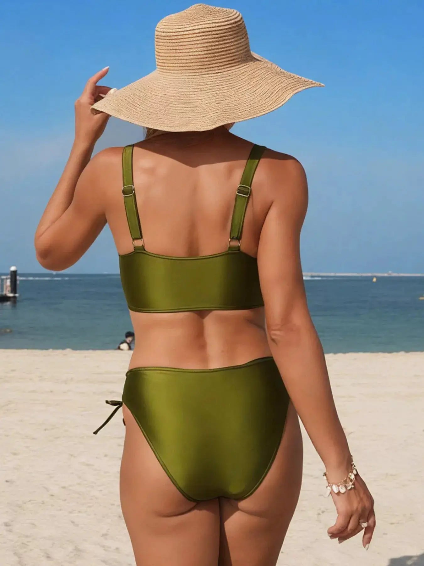 Black Palm Tree Cutout Lace Up Two Piece Bikini Set Swimsuit - Fritsch & Co.