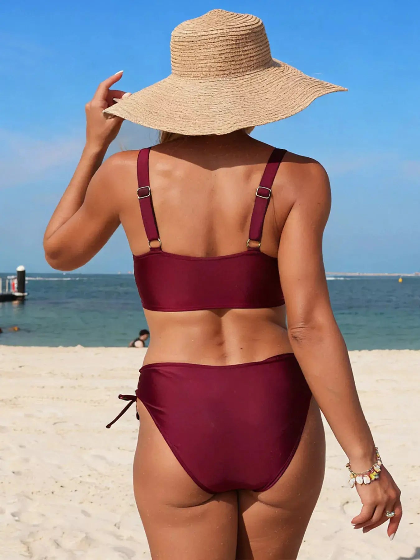 Black Palm Tree Cutout Lace Up Two Piece Bikini Set Swimsuit - Fritsch & Co.