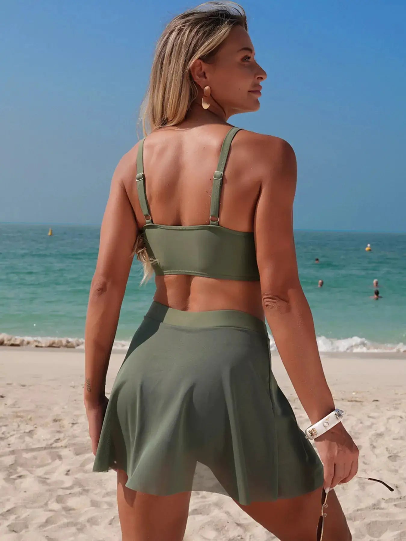 Black Twist Front Cami And Skort Swim Set Womens Two Piece - Fritsch & Co.