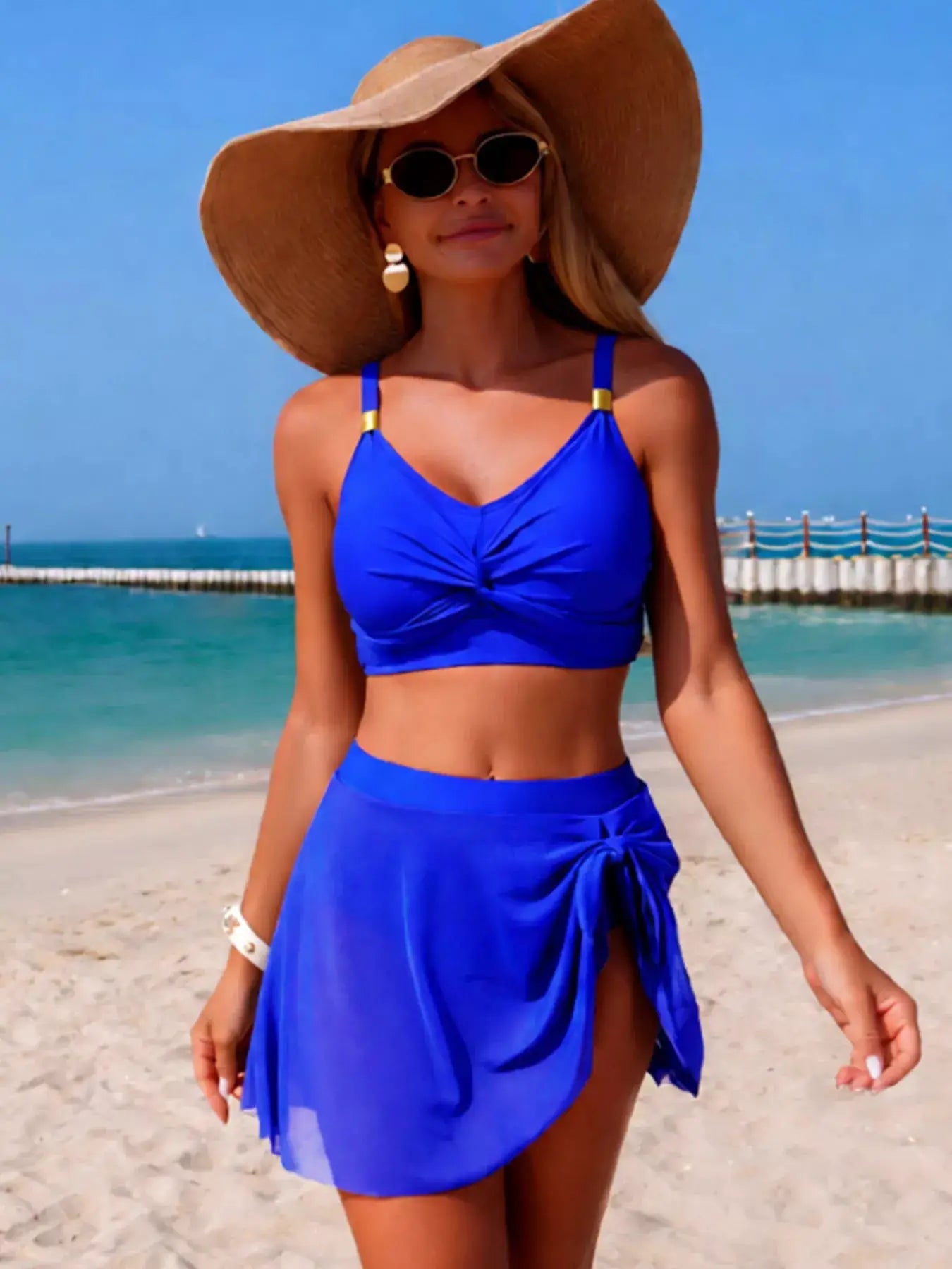 Black Twist Front Cami And Skort Swim Set Womens Two Piece - Fritsch & Co.