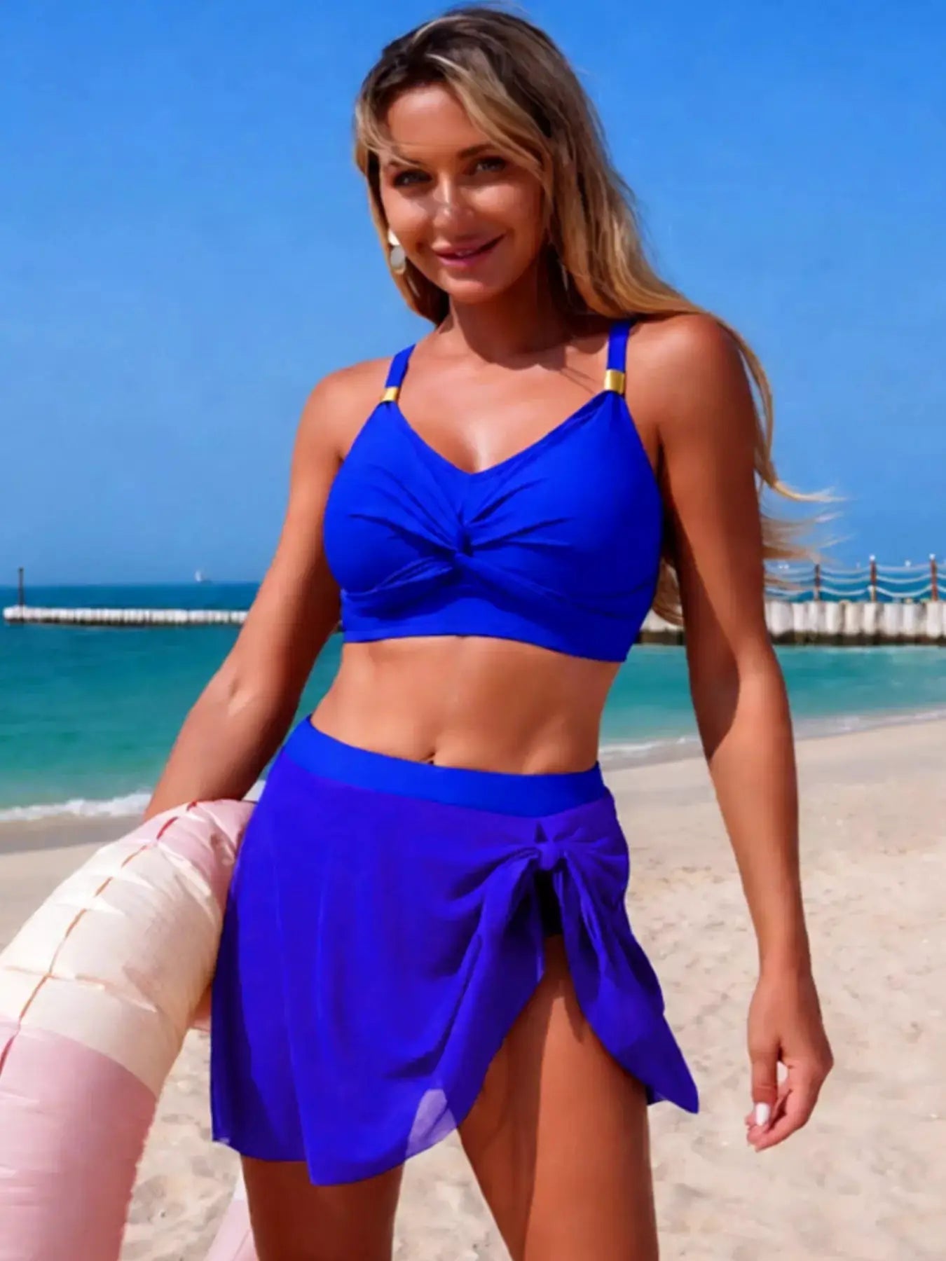 Black Twist Front Cami And Skort Swim Set Womens Two Piece - Fritsch & Co.
