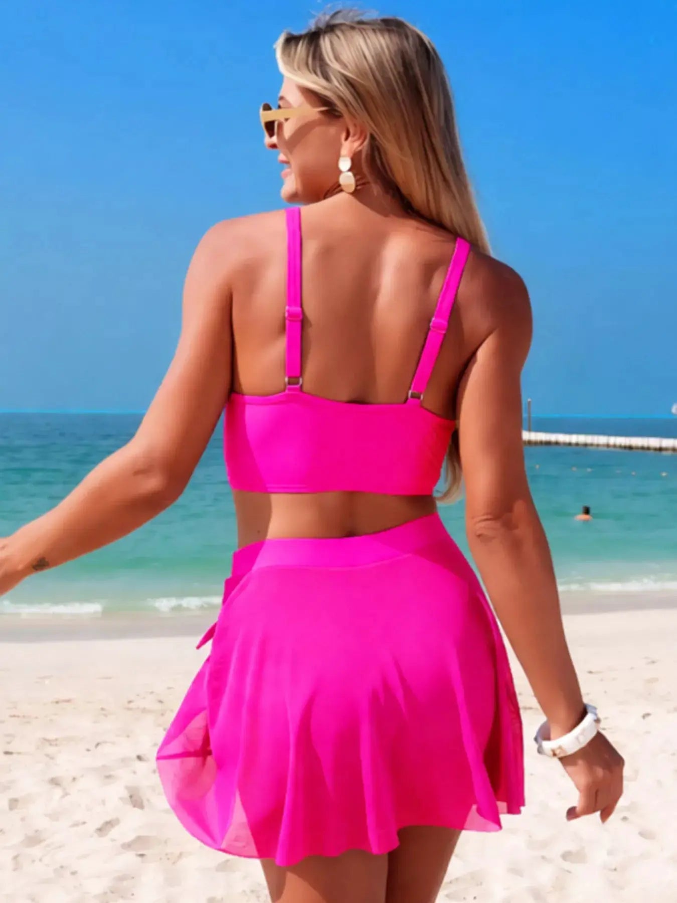 Black Twist Front Cami And Skort Swim Set Womens Two Piece - Fritsch & Co.