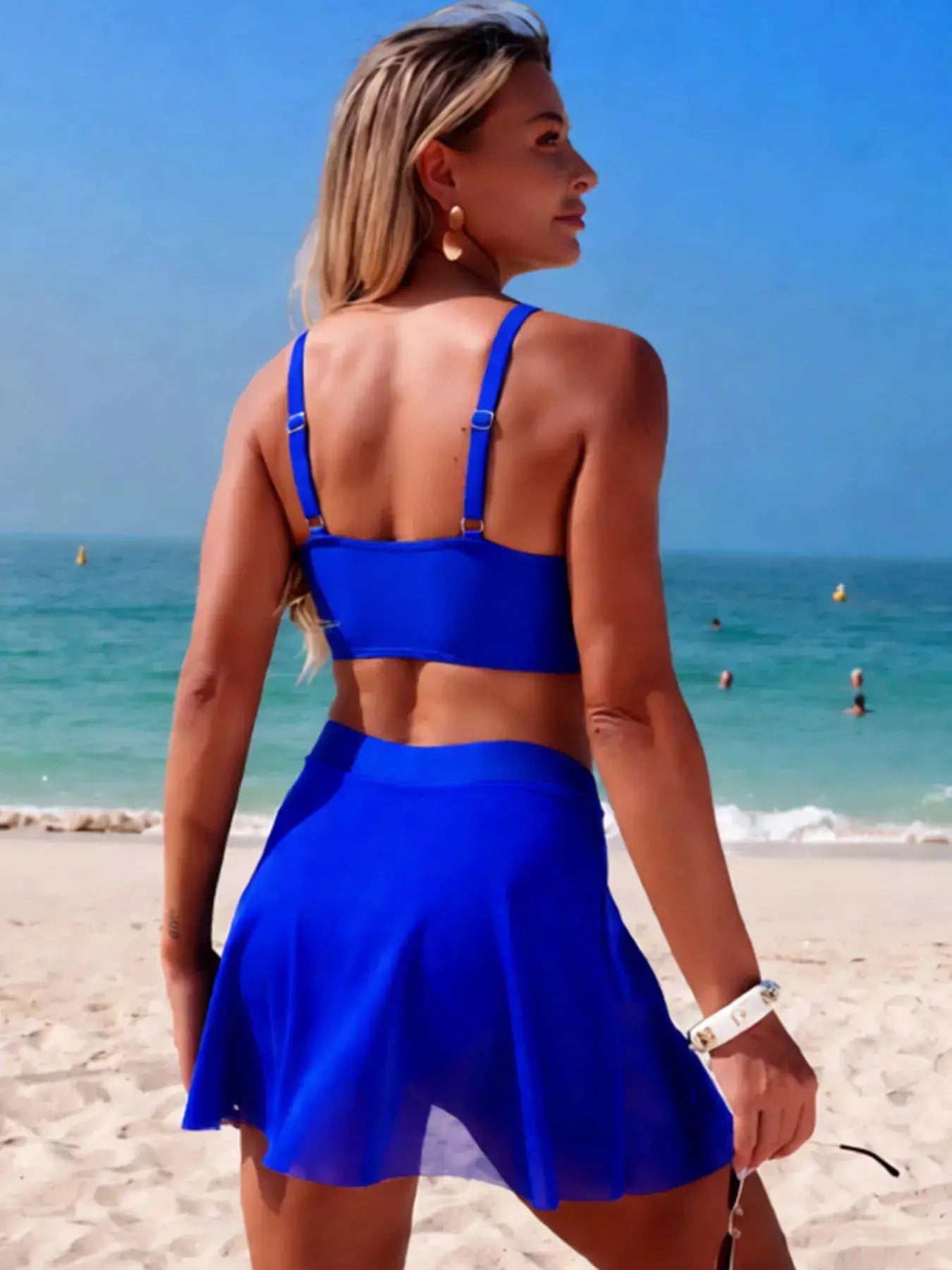 Black Twist Front Cami And Skort Swim Set Womens Two Piece - Fritsch & Co.