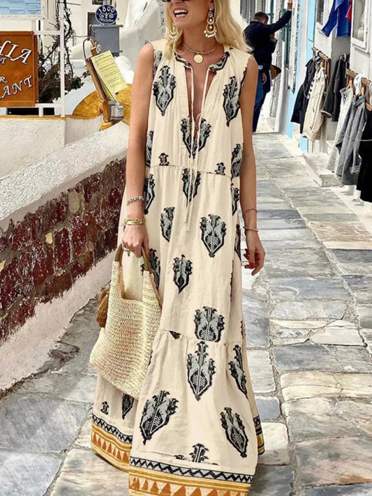Chic Printed Sleeveless Maxi Dress - Fritsch & Co.