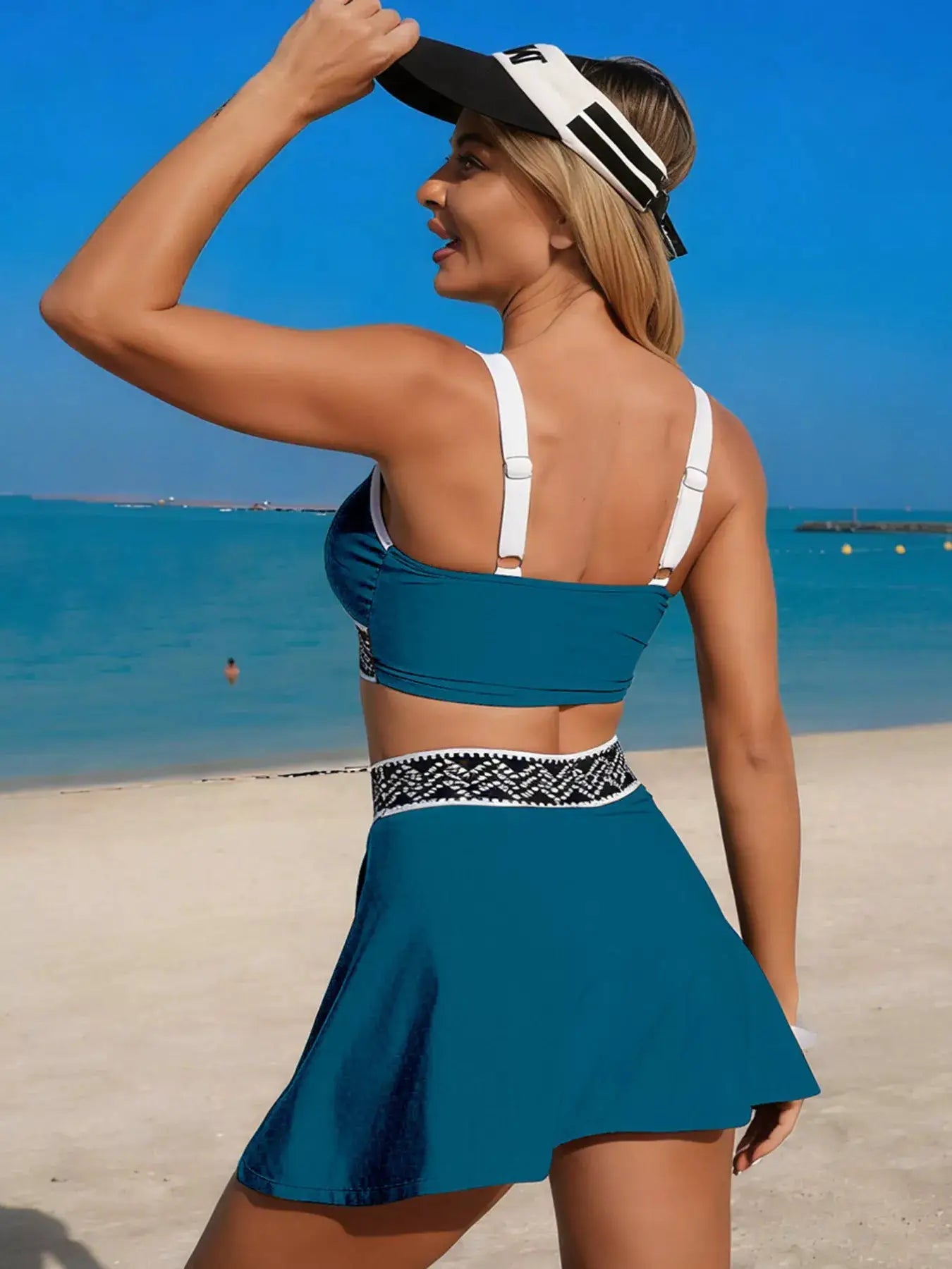 Contrast Trim Tank And Skort Swim Set Two Piece Bathing Suit For Women - Fritsch & Co.