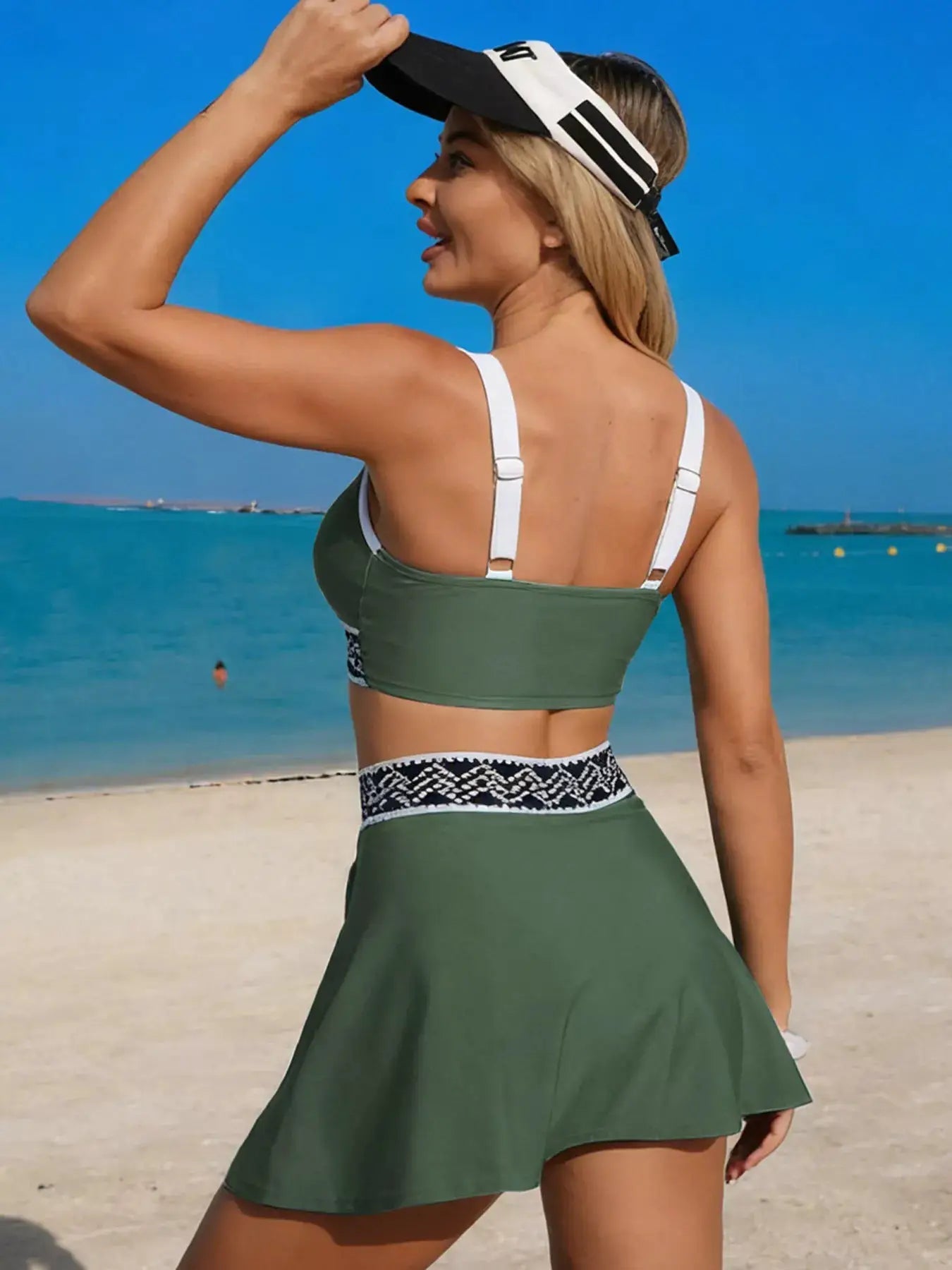 Contrast Trim Tank And Skort Swim Set Two Piece Bathing Suit For Women - Fritsch & Co.