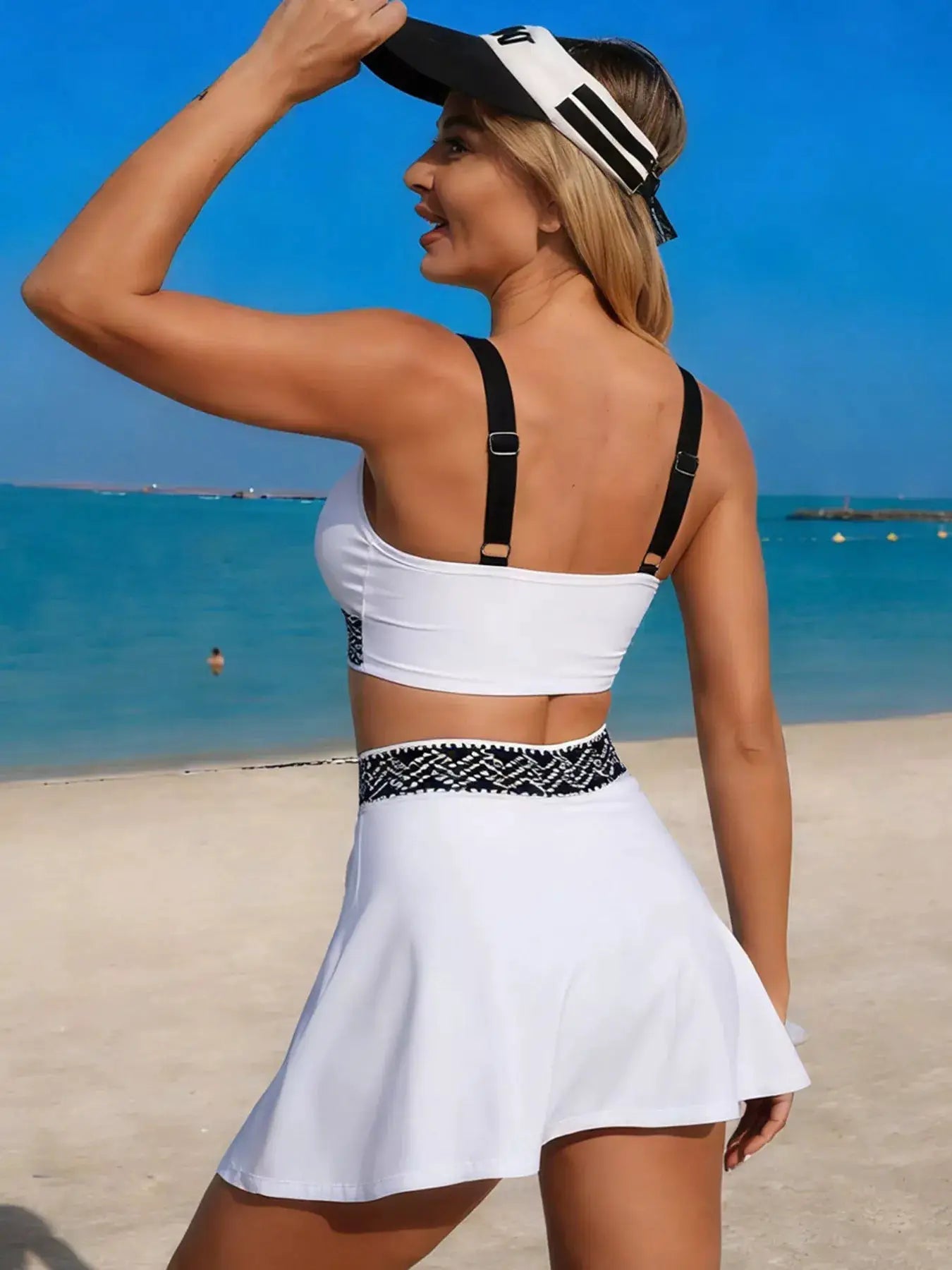 Contrast Trim Tank And Skort Swim Set Two Piece Bathing Suit For Women - Fritsch & Co.
