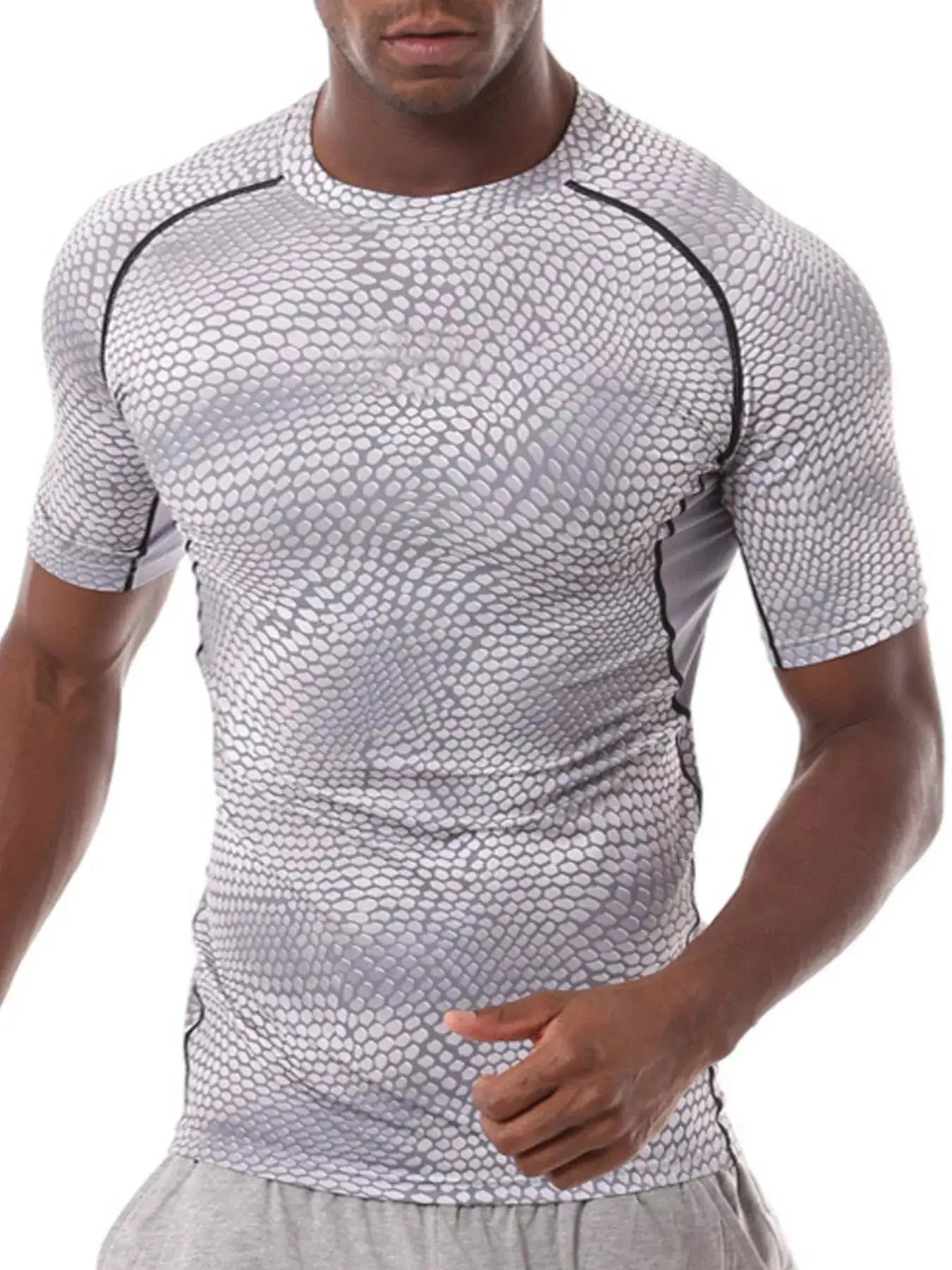Men's Compression Fit Snake Print Active T-Shirt by Trendsi