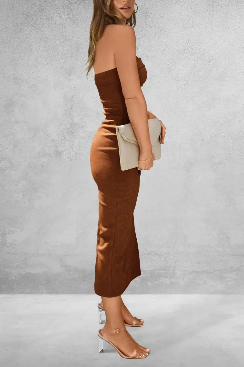 Slit Tube Midi Dress by Trendsi