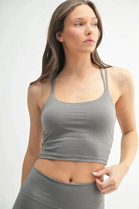 MONO B Venice Cloud Light Crisscross Sports Bra by Trendsi