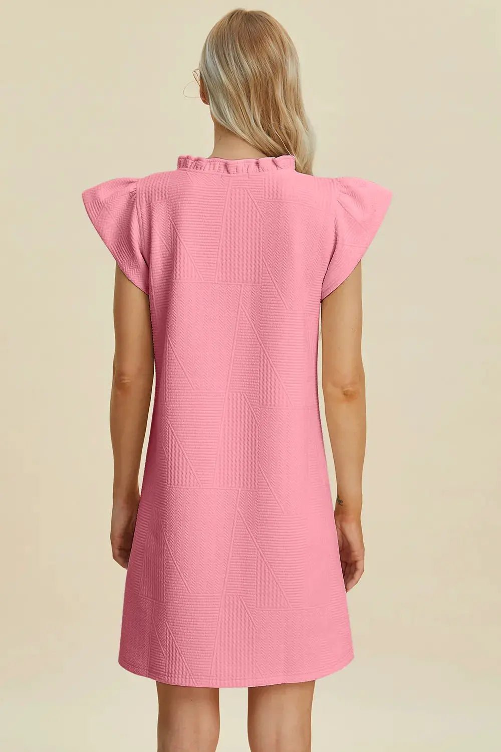 Double Take Full Size Ruffled V - Neck Cap Sleeve Dress - Fritsch & Co.