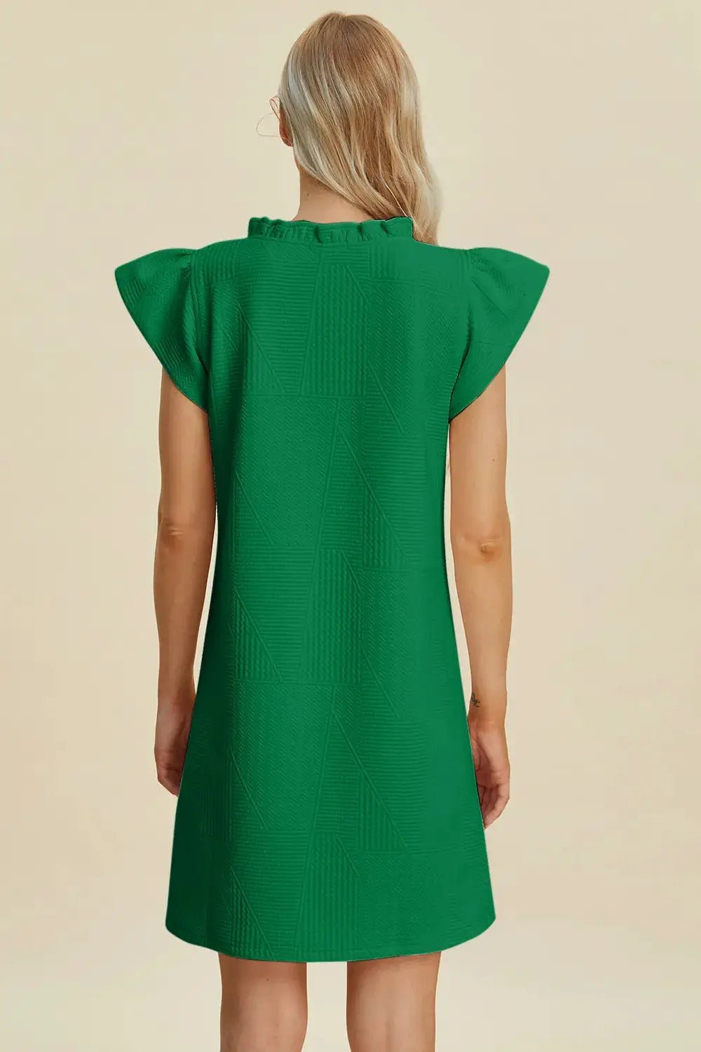 Double Take Full Size Ruffled V - Neck Cap Sleeve Dress - Fritsch & Co.