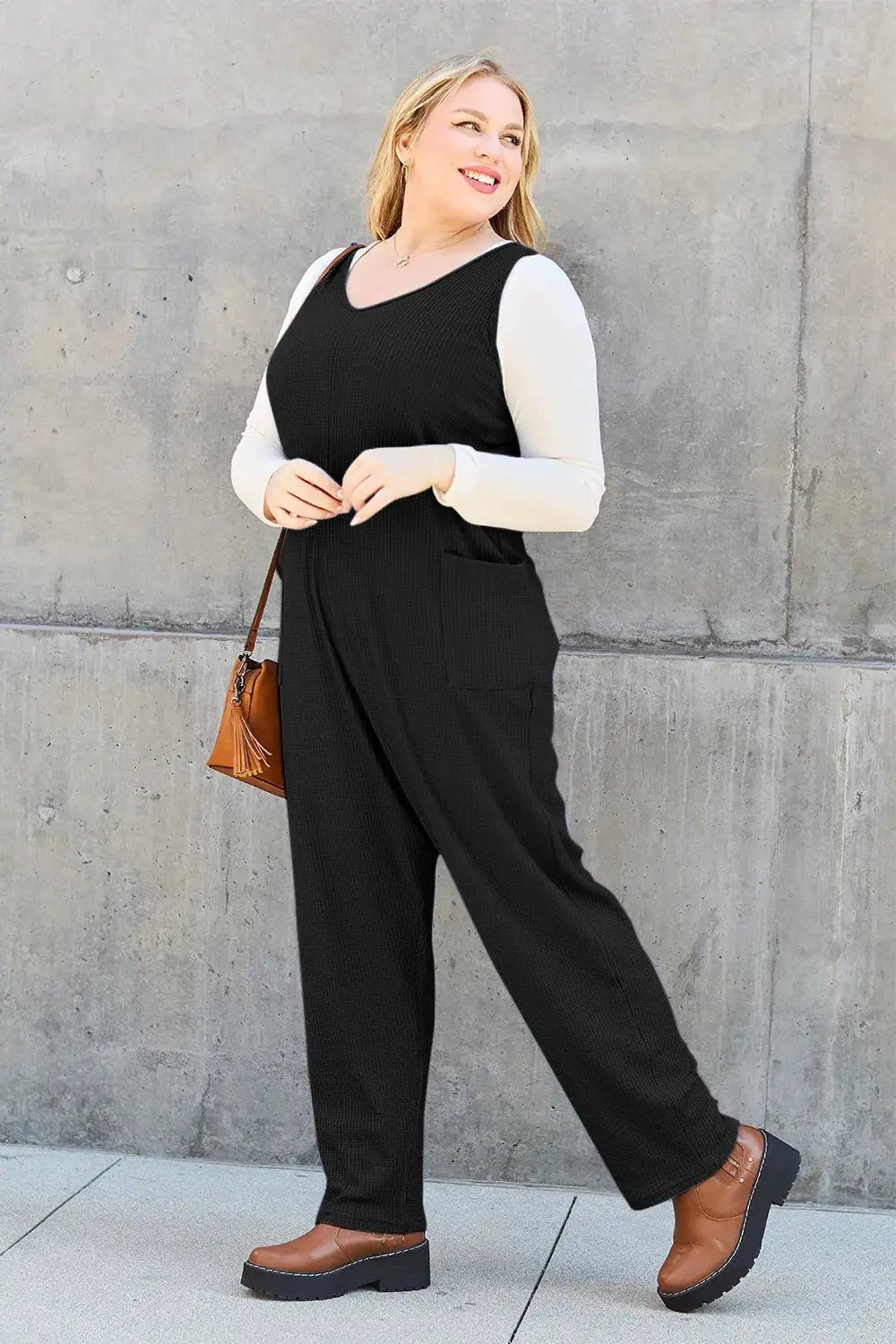 Double Take Full Size Sleeveless Pocketed Straight Jumpsuit - Fritsch & Co.