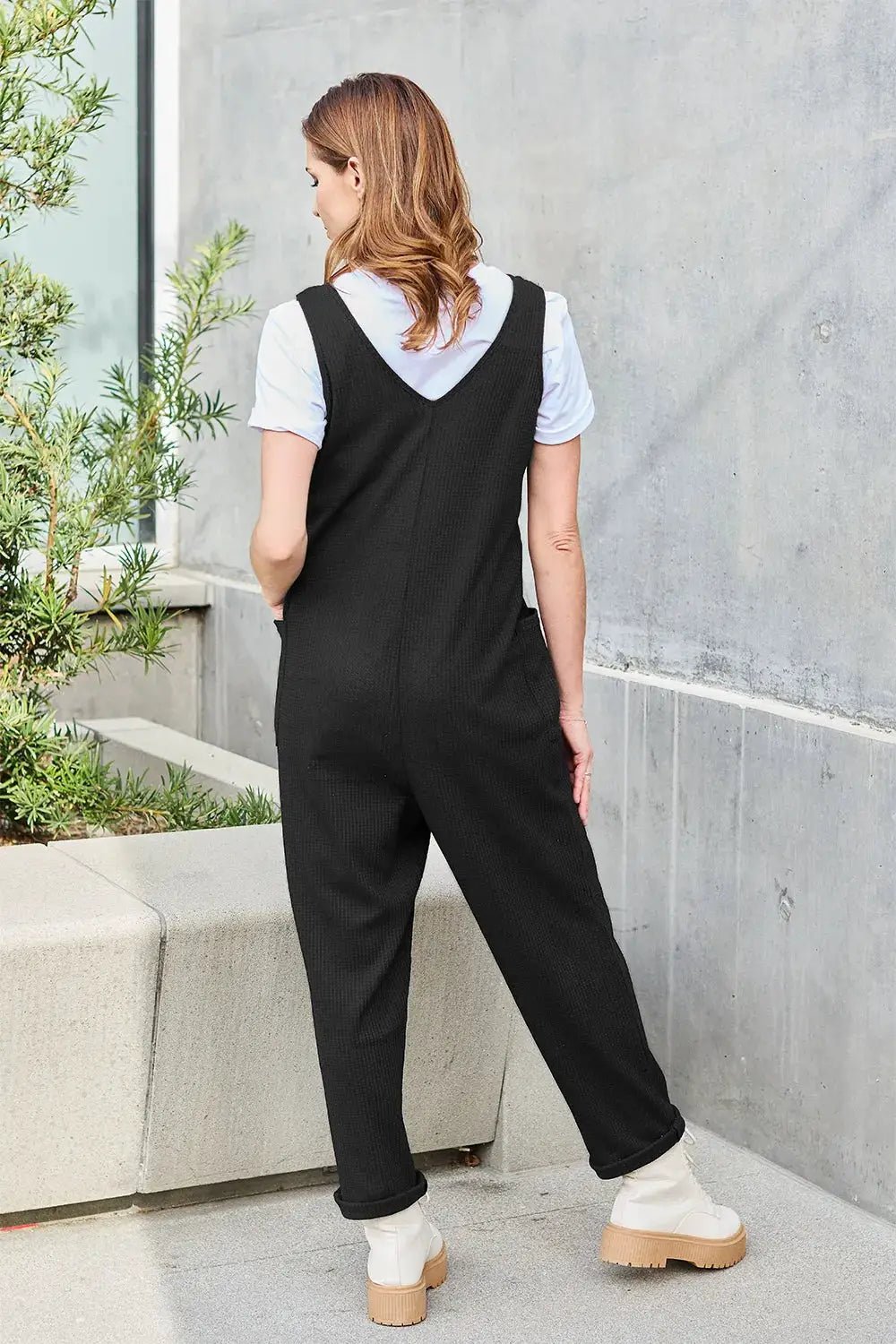 Double Take Full Size Sleeveless Pocketed Straight Jumpsuit - Fritsch & Co.