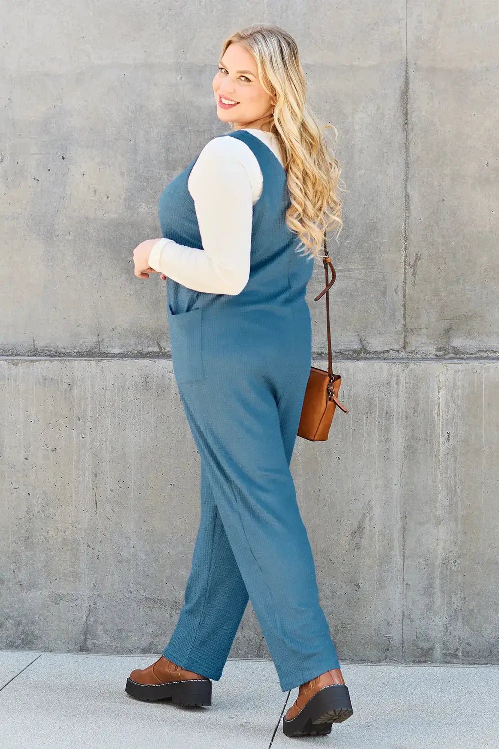 Double Take Full Size Sleeveless Pocketed Straight Jumpsuit - Fritsch & Co.