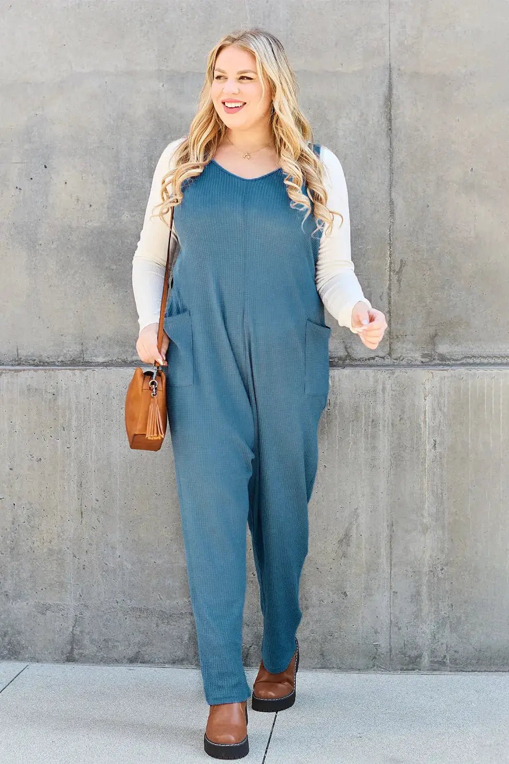 Double Take Full Size Sleeveless Pocketed Straight Jumpsuit - Fritsch & Co.