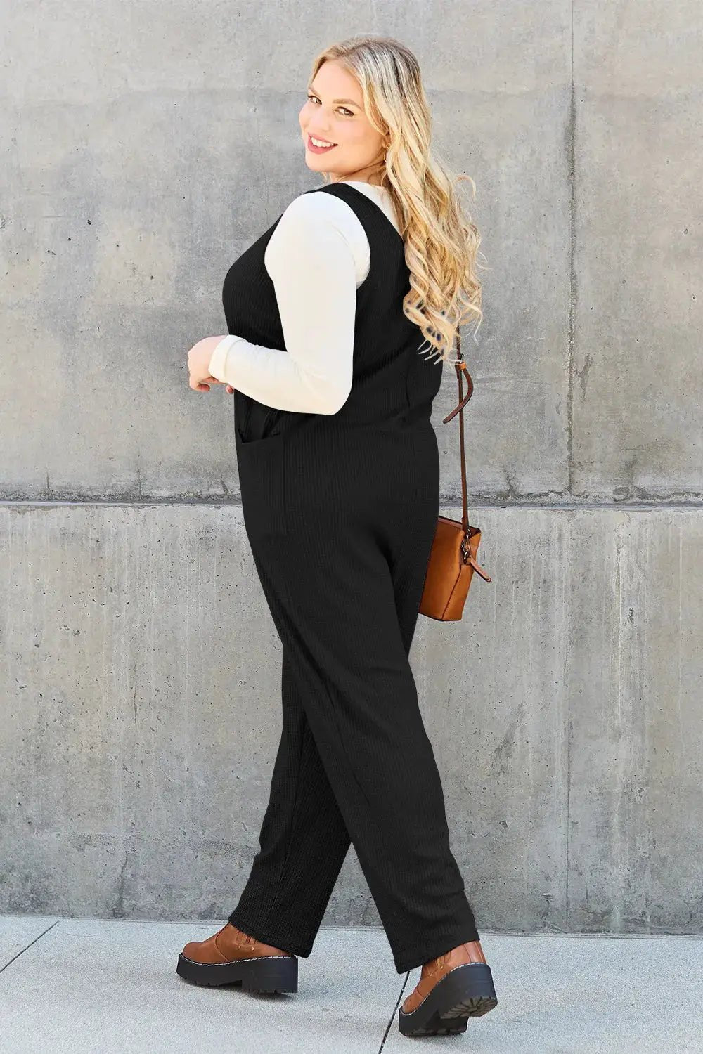 Double Take Full Size Sleeveless Pocketed Straight Jumpsuit - Fritsch & Co.