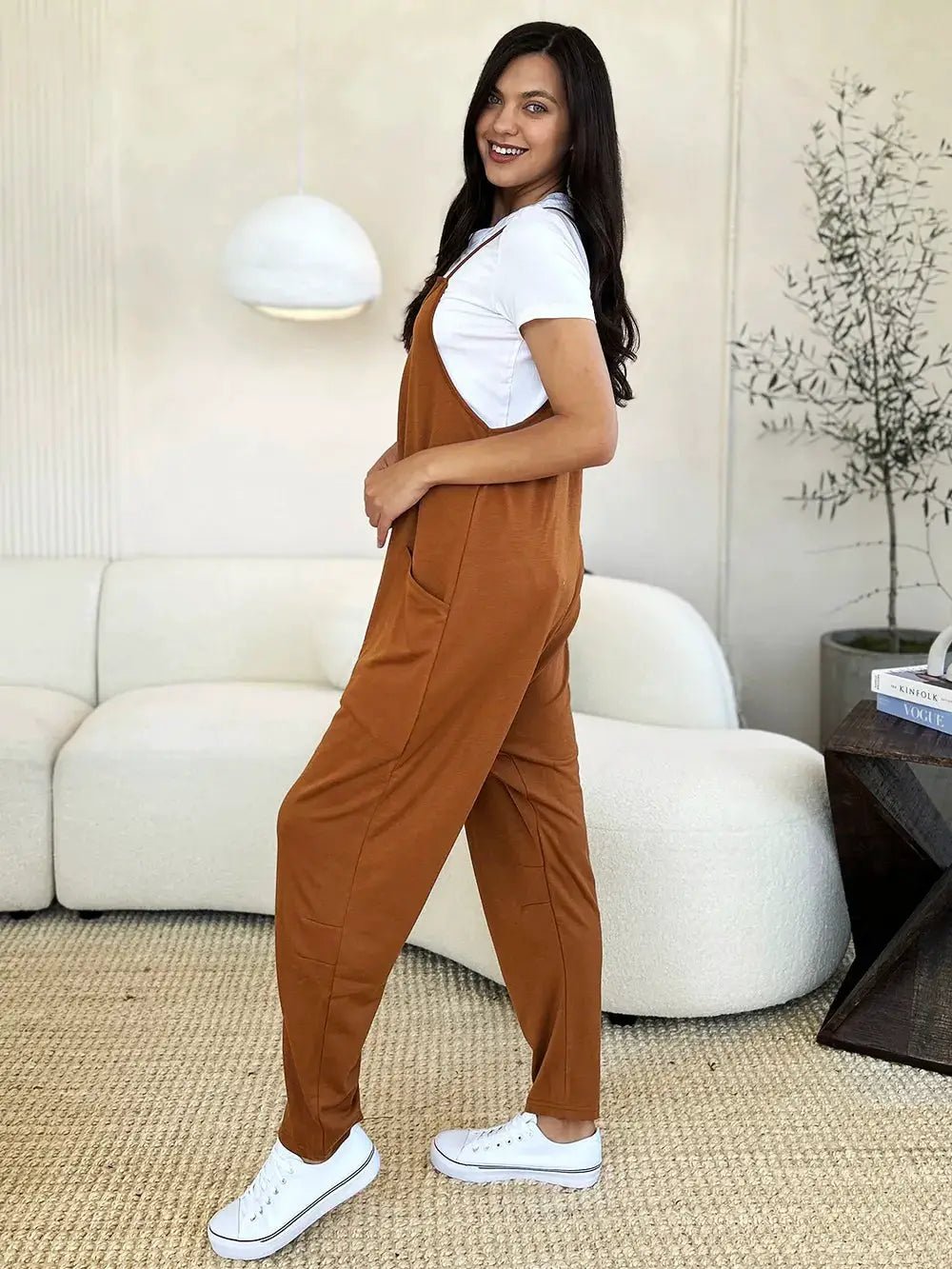 Double Take Full Size Sleeveless V - Neck Pocketed Jumpsuit - Fritsch & Co.